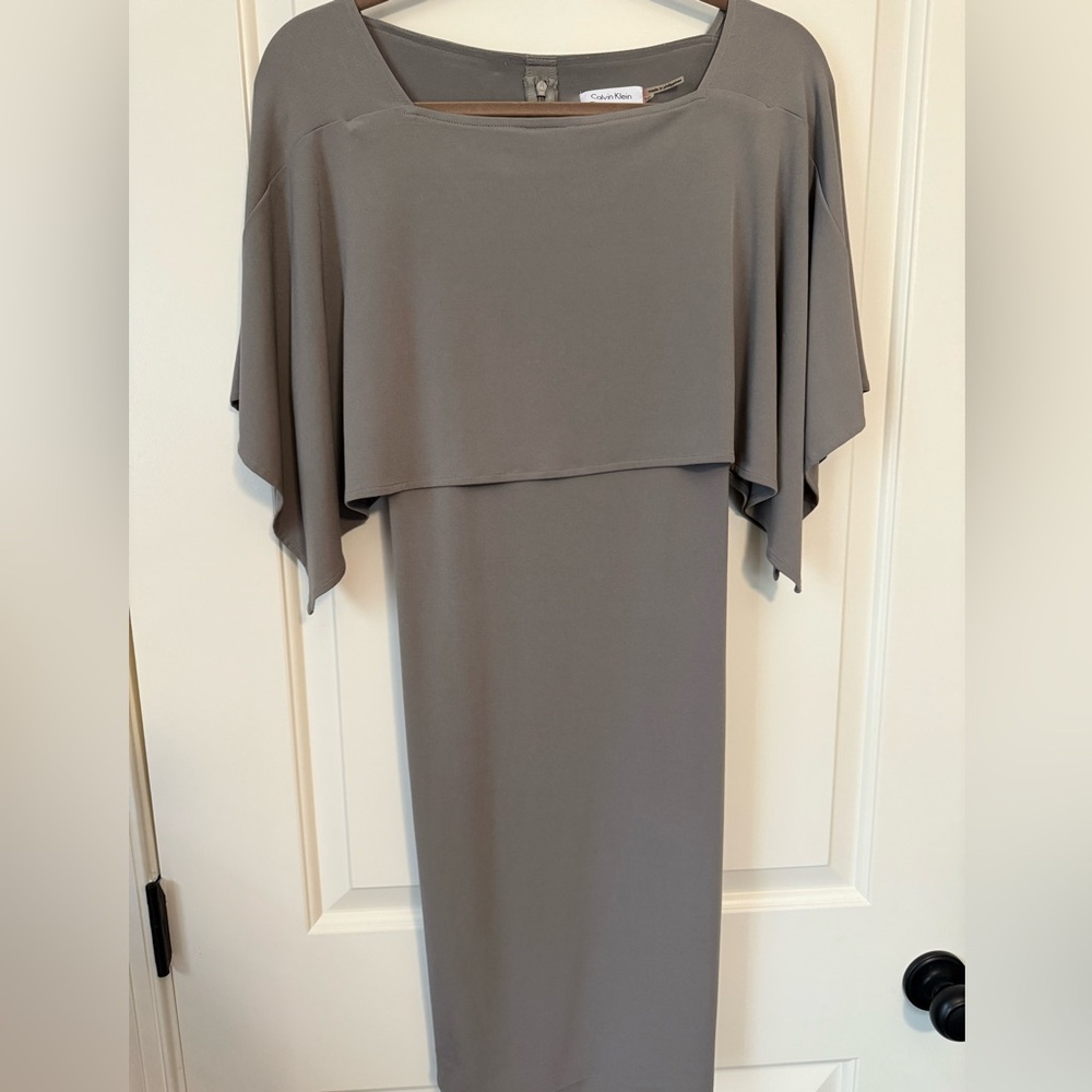Calvin Klein Gray Draped Dress